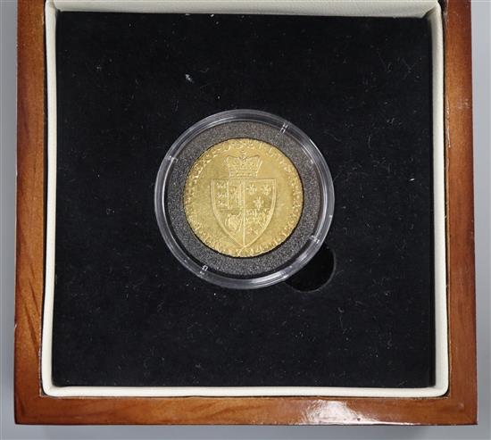 A George III gold Guinea 1794, AEF cased.
